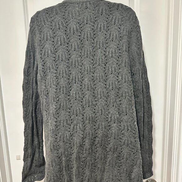 Ann Taylor Dark Grey Wool/Cashmere/ Blend Knit Shawl Collar Cardi, Size L - Picture 10 of 13